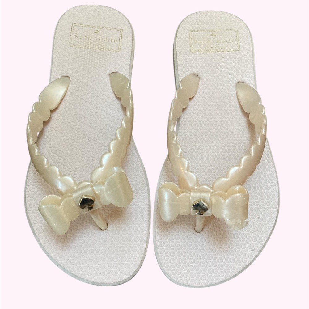 Kate Spade ‘Denise’ pale pink/ivory flip flops size 5M GUC - Picture 2 of 7